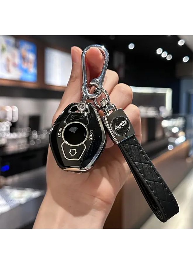 حافظة بيضاء واقية مع سلسلة مفاتيح لجهاز فتح الأبواب عن بعد بدون مفتاح لسيارات BMW السلسلة 3 و5 و7 وX3 وX5 - Image 1